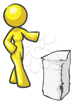 Royalty Free Clipart Image of a Woman With a Stack of Paper