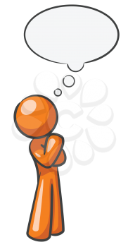 Royalty Free Clipart Image of an Orange Dude With a Bubble