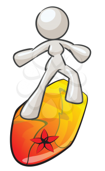 Royalty Free Clipart Image of a Woman Surfer