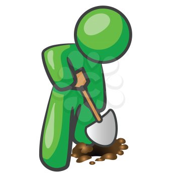 Royalty Free Clipart Image of a Green Man Digging