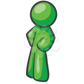 Royalty Free Clipart Image of a Green Man Standing Sideways