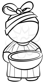Royalty Free Clipart Image of a Woman With a Bowl