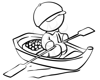 Royalty Free Clipart Image of a Man in a Boat