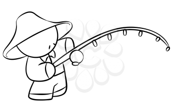 Royalty Free Clipart Image of a Chinese Man Fishing