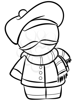 Royalty Free Clipart Image of a Man in a Beret and Scarf