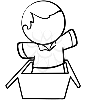 Royalty Free Clipart Image of a Man in a Box