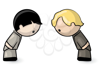 Royalty Free Clipart Image of An Eastern Man and a Western Man Meeting