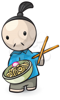 Royalty Free Clipart Image of a Chinese Man With Food