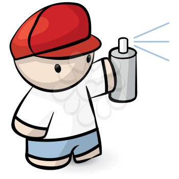 Royalty Free Clipart Image of a Kid Spraypainting