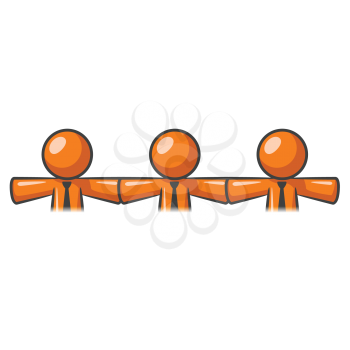 Orange man chain of teamwork. 