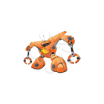 Royalty Free Clipart Image of a Small Orange Robot