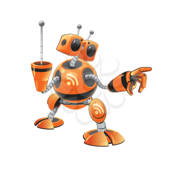Royalty Free Clipart Image of an Orange Robot