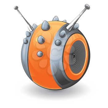 Royalty Free Clipart Image of an Orange Studded Ball With Antennae