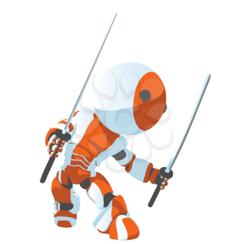 Royalty Free Clipart Image of an Orange and White Ninja 