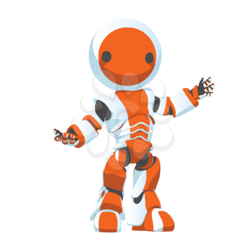 Royalty Free Clipart Image of a Robot With Its Arms Extended 