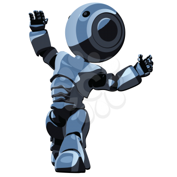 Royalty Free Clipart Image of a Blue Robot Looking Up to the Light