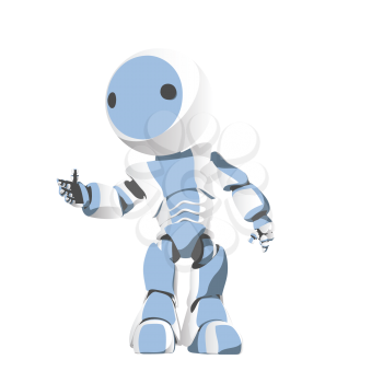 Royalty Free Clipart Image of a Robot With His Hand Out