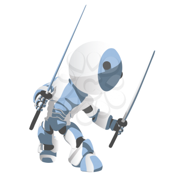 Royalty Free Clipart Image of a Blue Ninja