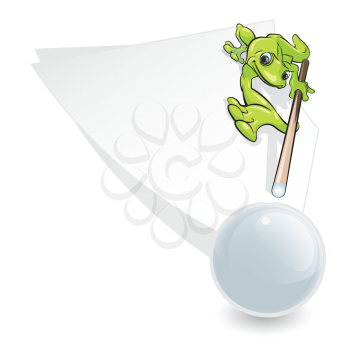 Royalty Free Clipart Image of a Gecko Shooting Pool