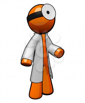 Royalty Free Clipart Image of an Orange Man Doctor Wearing a Lab Coat