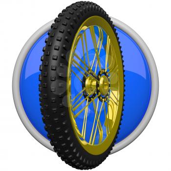 Icon of mountain bike tire, for fitness and sporting concepts.