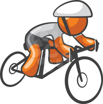 Orange Man bike rider athletic pose, riding with skill and endurance. 