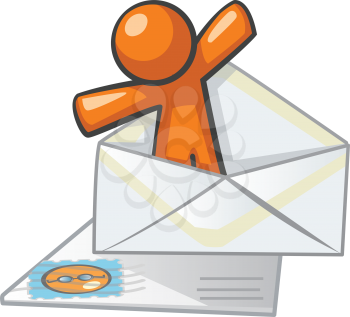 Orange Man mail and messaging concept. Good for contact forms, instant messaging, and not-so-instant messaging, ie, snail mail.
