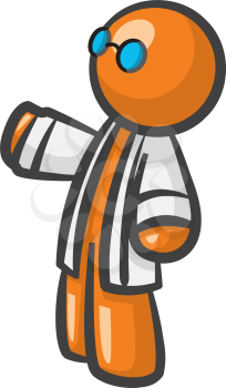 Orange Man scientist with lab coat and glasses.