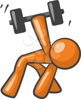 Orange Man working out with dumb bells getting strong now.