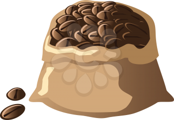Royalty Free Clipart Image of a Bag of Coffee Beans