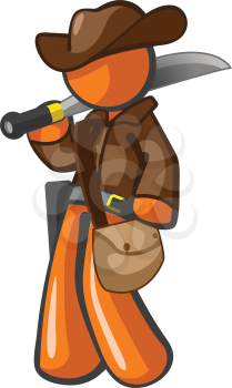 Royalty Free Clipart Image of an Adventurer With a Machete