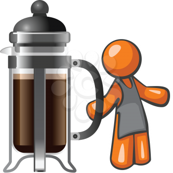 Royalty Free Clipart Image of a Man With a French Coffee Press