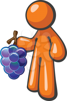 Royalty Free Clipart Image of a Man Holding Grapes