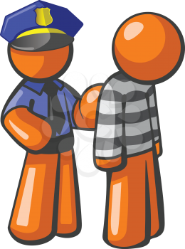 Royalty Free Clipart Image of a Police Officer With a Prisoner