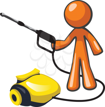 Royalty Free Clipart Image of a Man With a Pressure Washer