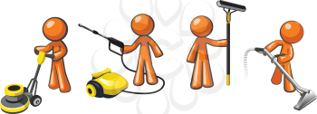 Janitorial professionals. Pressure washer, floor buffer, window cleaner, and carpet extractor. 