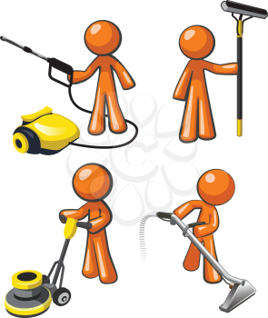 Royalty Free Clipart Image of Janitorial Professionals