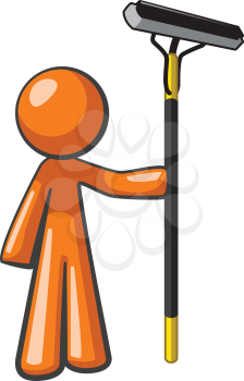 Royalty Free Clipart Image of a Man Holding a Squeegee