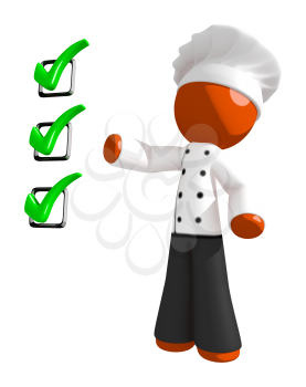 Orange Man Chef Ingredients Checklist Concept