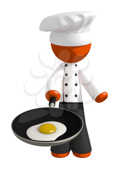 Orange Man Chef with Frying Pan and Egg