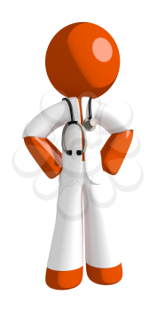 Orange Man doctor with Hands on Hips