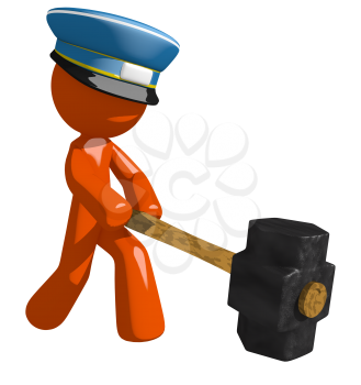 Orange Man postal mail worker  Hitting with Sledge Hammer