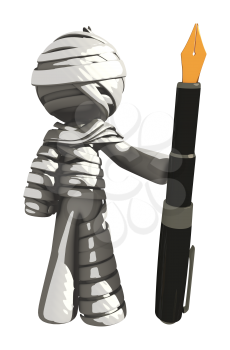Mummy or Personal Injury Concept with Giant Fountain Pen