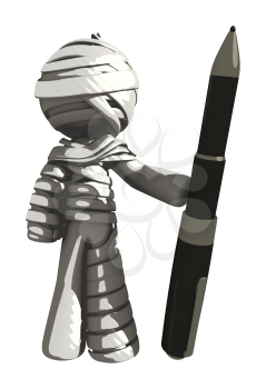 Mummy or Personal Injury Concept Holding Large Pen