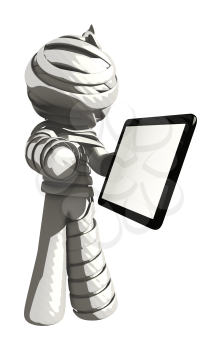 Mummy or Personal Injury Concept Showing Computer Tablet