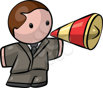 A business man with a megaphone. 