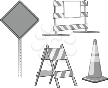 A set of under construction design elements which is gray and ready to be colored special for your own design needs.