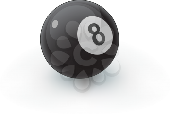 A vector illustration of a glossy eight ball with a soft shadow.