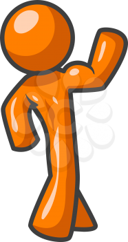 An orange man flexing his muscle with his muscular back to the viewer.