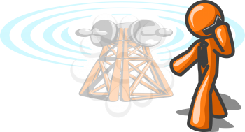 An orange man with a cellular tower in the background.